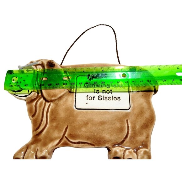 Smokey Mountain Pottery Dog Wall Hanging "Growing Old Is Not For Sissies" 1993 C - Picture 5 of 8